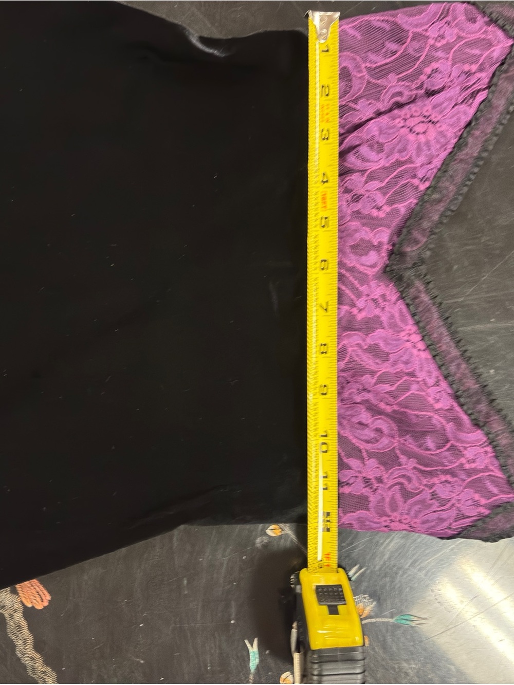 Betsey Johnson Black Slip Dress with Pink & Purple Lace Accent - Picture 13 of 16